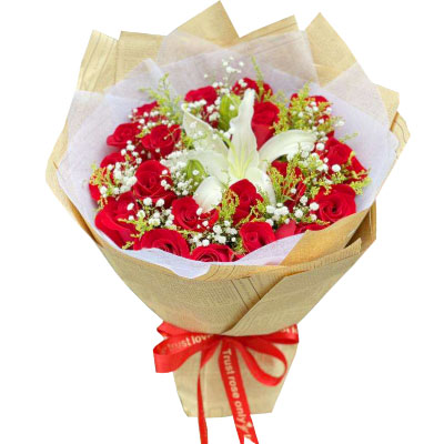 景德镇19朵红玫瑰1支百合，永恒之美