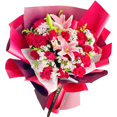 景德镇18朵红玫瑰百合，永远牵手到老