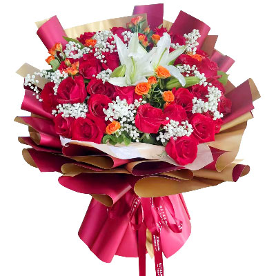 景德镇33朵红玫瑰百合，爱如同花般绽放